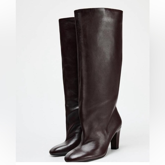 Zara NWT wide leg leather boots 1002/510 - Picture 1 of 6